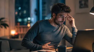 Illustration représentant le lien entre l'anxiété, le stress et le syndrome de l'intestin irritable