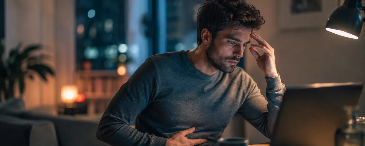 Illustration représentant le lien entre l'anxiété, le stress et le syndrome de l'intestin irritable